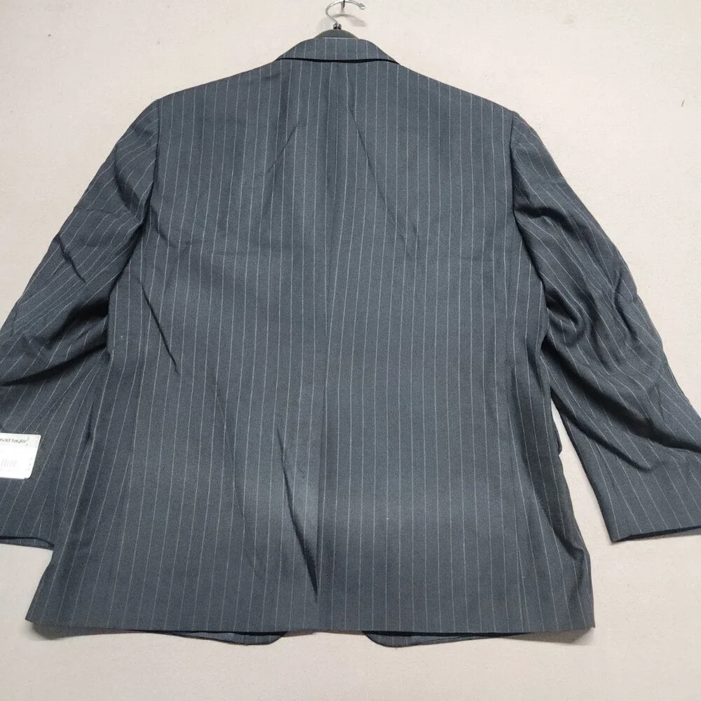 David Taylor 1963 Navy Stripe Suit Coat Mens 44 Short 55% Polyester 45% Wool